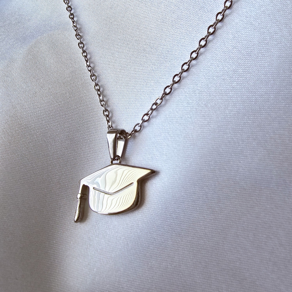 NEW Graduation Cap Pendant Necklace - Silver Tone